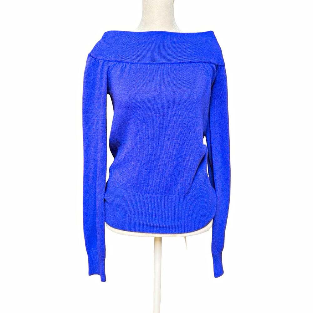 Charlotte Russe Purple Rib-Knit Off-the-Shoulder Pullover Sweater Womens M